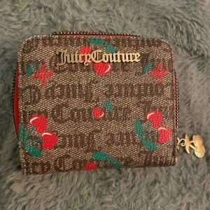 Juicy Couture Cherry Print Wallet with Gold Accents